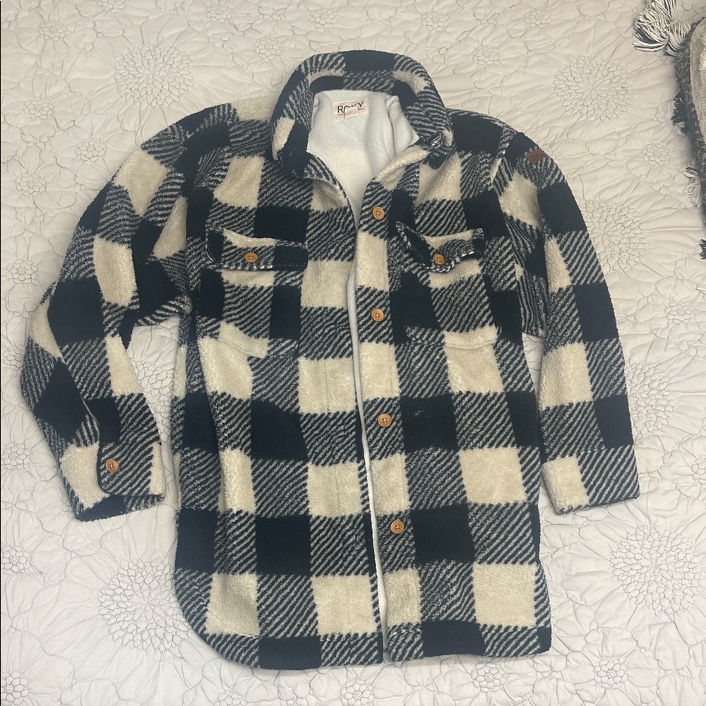 Roxy Black and White Plaid Jacket